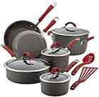 Rachael-Ray-87630-Cucina-Hard-Anodized-Nonstick-Cookware-Pots-and-Pans-Set,-12-Piece,-Gray-with-Red-Handles