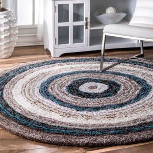 Blue-Multi-Striped-Shaggy-Area-Rug