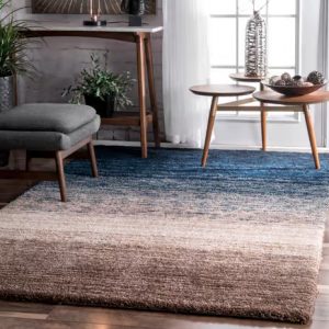 Navy-Multi-Striped-Shaggy-Area-Rug