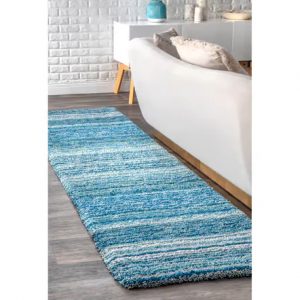 Sky-Blue-Striped-Shaggy-Area-Rug