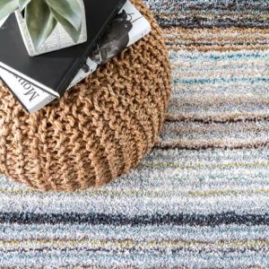 Teal-Striped-Shaggy-Area-Rug